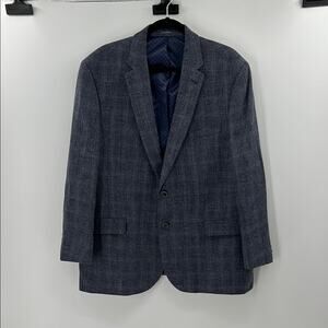 Joseph Abboud Indigo Blue Two Button Wool Linen Blazer - Blue - 46R